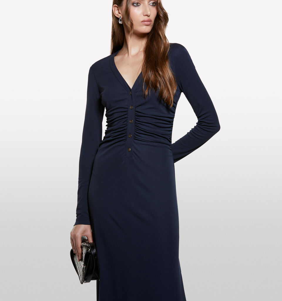 Dark blue dress with slit - women's long dresses - Dark Blue | Sisley image number 3